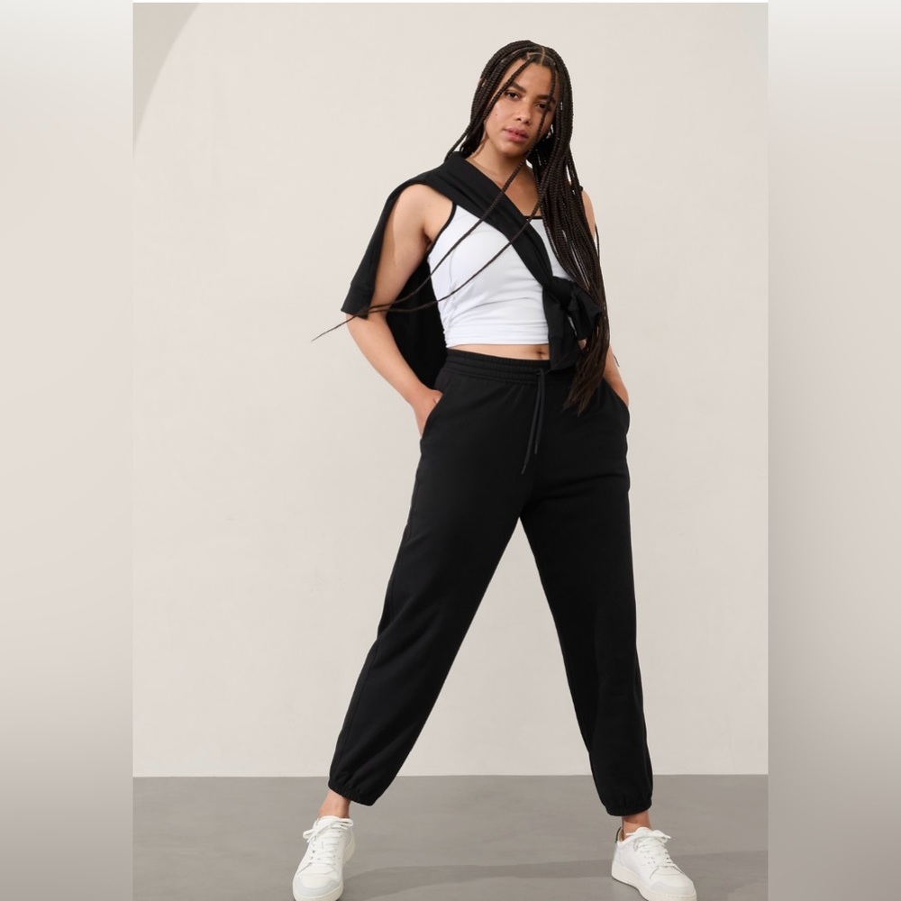 NWT-Athleta Black Retroterry Jogger, Medium Petite - Picture 5 of 10